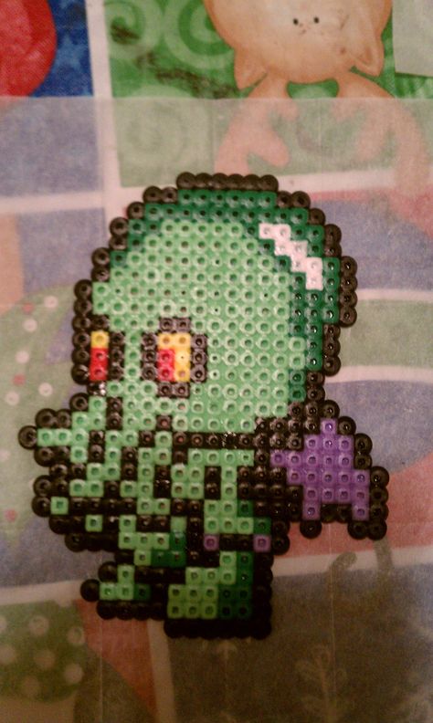 Baby Cthulhu He's going on my wall Monster Perler Bead Patterns, 2012 Scene, Silent Hill Perler Beads, Pixel Tentacles, Cthulhu Perler, Ghastly Perler, Alt Crafts, Cross Stitch Sampler Patterns, 3d Perler Bead