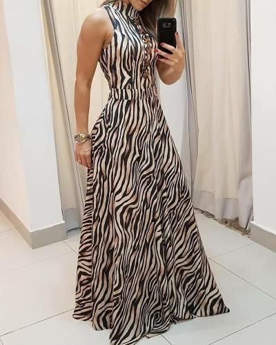 Exclusive Products Open Back Maxi Dress, Zebra Print Dress, Street Dress, Zebra Pattern, Maxi Dresses Casual, Trend Fashion, Party Dress Long, Long Gown, Sleeveless Maxi Dress