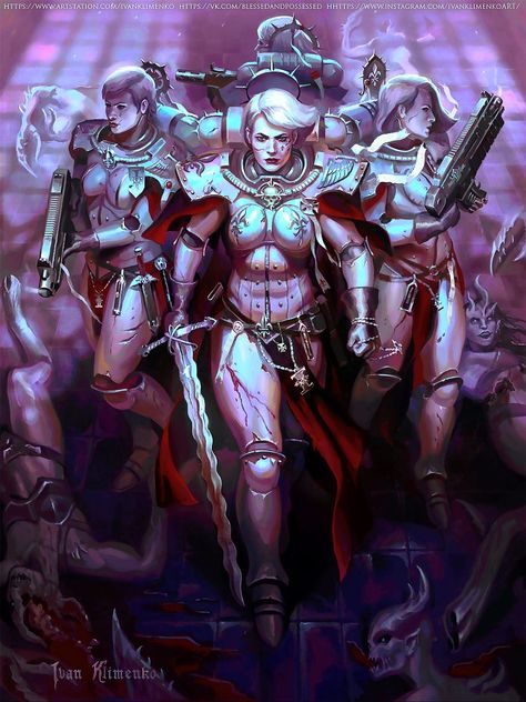 Order Of The Sacred Rose, Warhammer 40k Sisters Of Battle, Adeptus Sororitas, Sister Of Battle, 40k Sisters Of Battle, Adepta Sororitas, Sisters Of Battle, Power Armour, 40k Warhammer