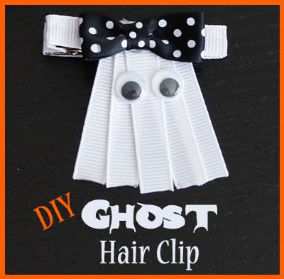 Ghost Hair Clip, Halloween Hair Bows Ideas, Diy Halloween Hair Clips, Halloween Hair Bows Diy, Diy Halloween Hair Accessories, Diy Hair Clips, Ghost Hair, Diy Ghost, Tulle Hair Bows