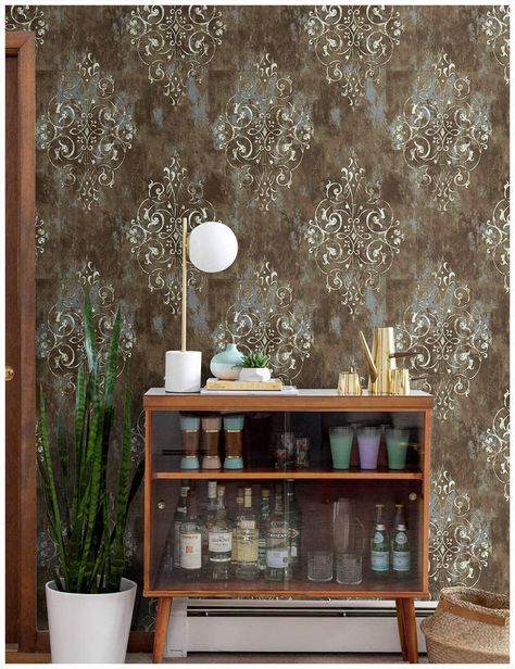 HaokHome 94005 Vintage Damask Peel and Stick Wallpaper 17.7" x 19.7ft Brown/White Vinyl Self Adhesive Wall Paper Design for Walls Bathroom Bedroom Home Decor : Amazon.com.au: Home Improvement Contact Paper Wall, Autumn Bedroom, True Autumn, Wallpaper Decor, Room Wallpaper, Beautiful Bathrooms, Bathroom Bedroom, Chic Home, Vintage Wallpaper