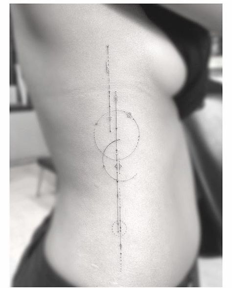 Dr Woo Tattoo, Lower Back Tattoo, Geometric Line Tattoo, Dr Woo, Geometric Sleeve Tattoo, Tattoo Line, Muster Tattoos, Tattoos Geometric, Arrow Tattoo