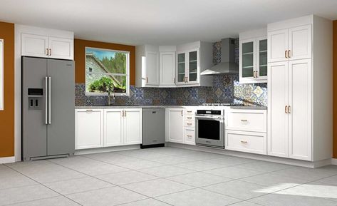 Kitchen L Shape, L Shape Kitchen Layout, L Kitchen, Counter Kitchen, Ikea Kitchen Design, Kitchen Layout Plans, Flat Panel Cabinets, U Shaped Kitchen, L Shaped Kitchen