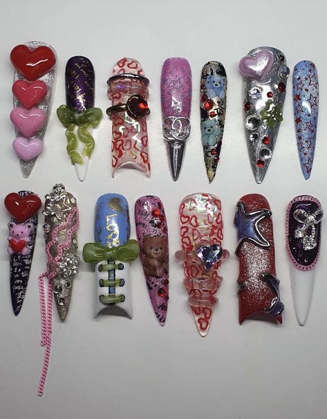 Crazy Nail Art Unique, Deco Nails, Fall Acrylic, Junk Nails, Business Nails, Crazy Nail Art, Punk Nails, Duck Nails, Really Cute Nails