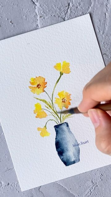 Tiny Watercolor Paintings Simple, Tiny Watercolor Paintings, Paintings Simple, Tiny Watercolor, Mini Watercolor, Learn Watercolor Painting, Paint Flowers, Skillshare Classes, Flowers Instagram