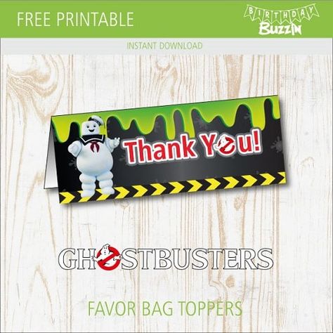 Free Printable Ghostbusters Favor Bag Toppers | Birthday Buzzin Ghostbusters Kids, Ghostbusters Cake, Ghost Busters Birthday Party, Ghostbusters Birthday, Ghostbusters Birthday Party, Ghostbusters Party, Favor Bag Toppers, Sofia Party, 3 Birthday