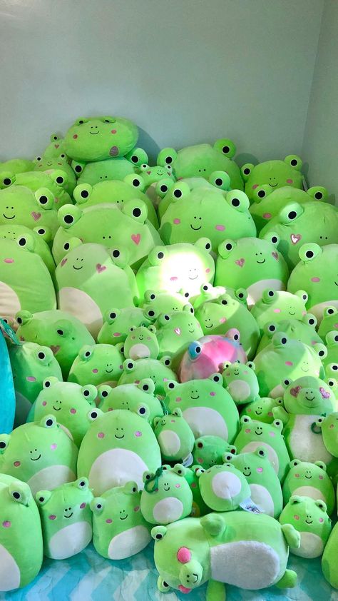 Frog Squishmallow Wallpaper, Squish Mallow, Frog Squishmallow Aesthetic, Squishmallows Cottagecore, Squishmallows Wendy The Frog, Pink Frog Squishmallow, Cute Squishies, Doll Diy Crafts, Happy Pills