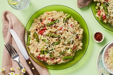 Asparagus Risotto Recipe | HelloFresh Dinners For 2, Hello Fresh Meals, Asparagus Risotto, Apple Pie Cake, Tomato Risotto, Chicken Risotto, Cooking For 1, Spiced Rice, Garlic Herb Butter