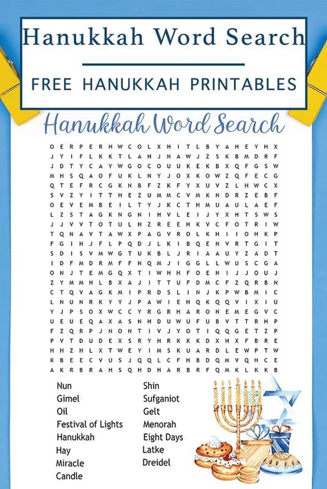 Download this FREE printable Hanukkah Word Search from Everyday Party Magazine and celebrate the Festival of Lights with a FUN free activity! #Hanukkah #FreePrintable #WordSearch Hanukkah Word Search, Hannukah Printables, Hanukkah Printables, Printable Word Games, Hanukkah Activities, First Night Of Hanukkah, Hanukkah Activites, Feast Ideas, Kids Bible Study