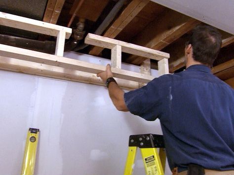 How to Build a Soffit : For duct in media room Soffit Ideas, Framing A Basement, Basement Ceilings, Coffer Ceiling, Industrial Basement, Kitchen Soffit, Basement Home Theater, Barn Loft, Basement Remodel Diy