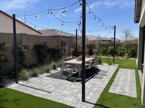 Small Rectangle Backyard Ideas, Rectangle Backyard Ideas, Rectangle Backyard, Arizona Backyard Ideas, Backyard Planning, Sarah Core, Arizona Backyard, Backyard Renovation, Large Backyard Landscaping