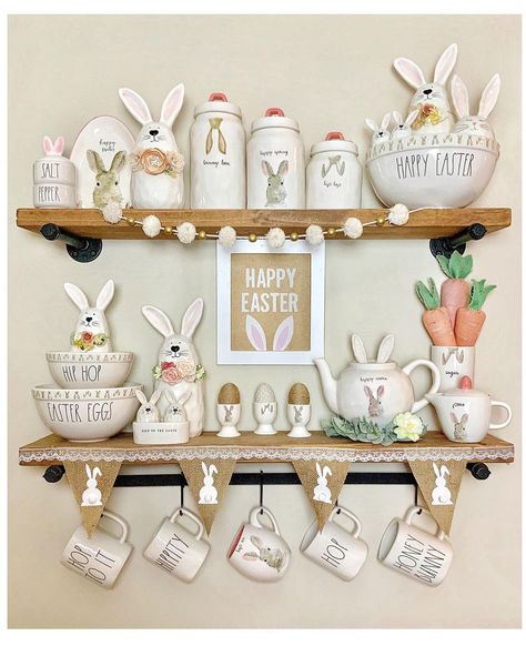 Rae Dunn Easter Display, Easter Things, Easter 2024, Easter Surprise, Hutch Decor, Mug Display, Movin On, Tray Ideas, Autumn Display