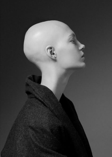 Bald Heads Women, Bald Face, Head Reference, Bald Head Women, Bald Cap, Women Artist, Side Portrait, Shaved Head Women, Face Profile