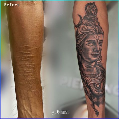 Scars Cover Up! Har Har Mahadev!! "Mere Mahadev, Sab thik kar dega" Presenting scars cover up tattoo done by Master Dhaval! Superb Detailing on Stiff Skin area, Gaining Perfection with Up to Marks. Zero Scar Cover Up! Amazing Tattoo ideas, Visit Studios. DM u for Appointments. We do reply quick over the link: https://www.wa.me/919099801171/ ABSOLUTELY FREE CONSULTATION. Aaryans Bodakdev Ahmedabad. #aaryans #Bodakdev #ahmedabad #chandkheda #vadodara #Surat #Rajkot #Mumbai Scars Cover Up Tattoo, Amazing Tattoo Ideas, Mere Mahadev, Scar Cover Up, Tattoos To Cover Scars, Scar Tattoo, Up Tattoo, Har Har Mahadev, Cute Tattoos For Women