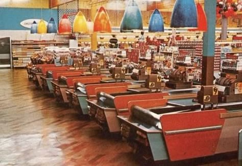 Late 60s Early 70s Aesthetic, Vintage Supermarket, Miniature Supermarket, Vintage Grocery, Googie Architecture, Racine Wisconsin, Grocery Supermarket, Retro Interior Design, Thriller Novels