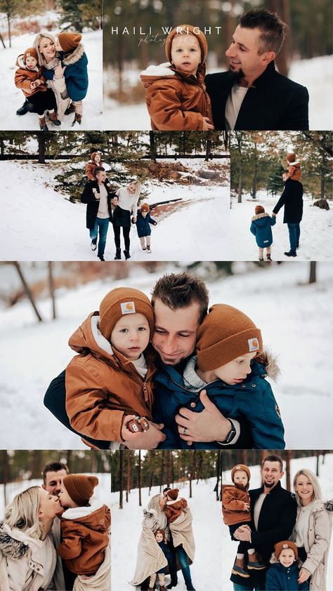 Snow Family Pictures, Dress For Family Photos, Winter Family Photoshoot, Winter Family Photography, Winter Family Pictures, Family Holiday Pictures, Snow Photoshoot, Mini Photo Sessions, Winter Family Photos