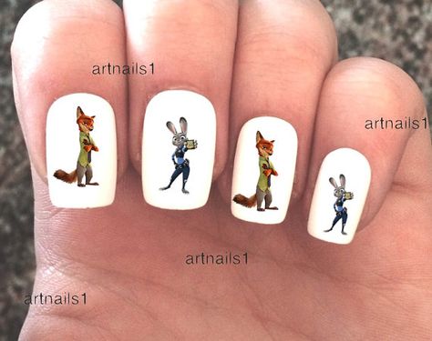 Disney Zootopia Nick Judy Rabbit Fox Nails Art by artnails1 Nick Judy, Zootopia Nick, Fox Nails, Zootopia Nick And Judy, Nick And Judy, Disney Zootopia, Zootopia, Nails Art, Fox