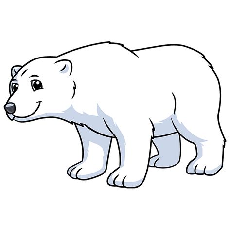 Polar Bear Drawing Cartoon, How To Draw A Polar Bear, Polar Bear Drawing Easy, Bear Cartoon Images, Polar Bear Template, Polar Bear Video, Polar Bear Outline, Bear Face Drawing, Schnee Party