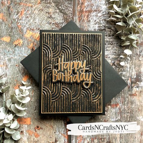 This technique creates a faux aged metallic look on your masculine card project. Handmade Male Birthday Card Ideas, Masculine Stamped Cards, Masculine Greeting Cards Handmade, Simple Mens Cards, Cards For Males Birthday, Handmade Masculine Birthday Card Ideas, Man Cards Handmade, Masculine Homemade Cards, Masculine Birthday Cards Diy