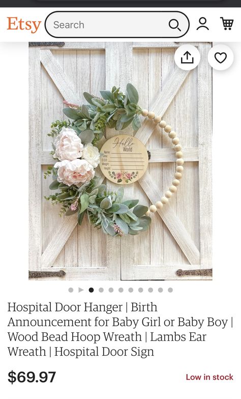 Hospital Door Hanger Girl, Hospital Door Signs, Ash Baby, Hospital Door Hanger, Nursery Door, Hospital Door Hangers, Hanger Ideas, Baby Door Hangers, Baby Wreath