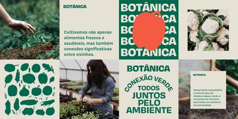 Botânica's visual identity is a sanctuary of serene design | Creative Boom Social Media Sustainability, Graphic Design Sustainability, Sustainability Design Graphic, Sustainable Design Graphic, Nature Social Media Post, Green Social Media Design, Community Garden Branding, Graphic Brochure, Sustainable Branding