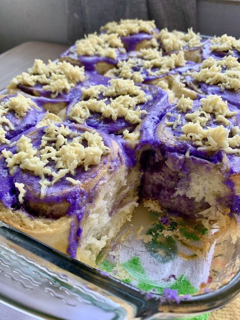 Ube Ensaymada Recipe, Ube Ensaymada Recipe Soft, Ube Cinnamon Roll Recipe, Recipes With Ube Sweetened Condensed Milk, Ube Roll Cake Recipe, Ube Sweetened Condensed Milk Recipe, Ube Ensaymada, Recipes Using Ube Halaya, Ube Macapuno Cake Recipe