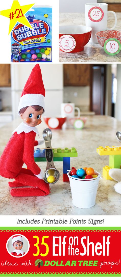 35 BRAND NEW Elf on the Shelf ideas for 2017! These fun, creative & EASY Elf on the Shelf ideas all include an item from the Dollar Tree! Elf Return, Funny Elf On The Shelf, Tree Props, Timmy Time, Easy Elf, Awesome Elf On The Shelf Ideas, Funny Toddler, Elf Antics, Elf Fun