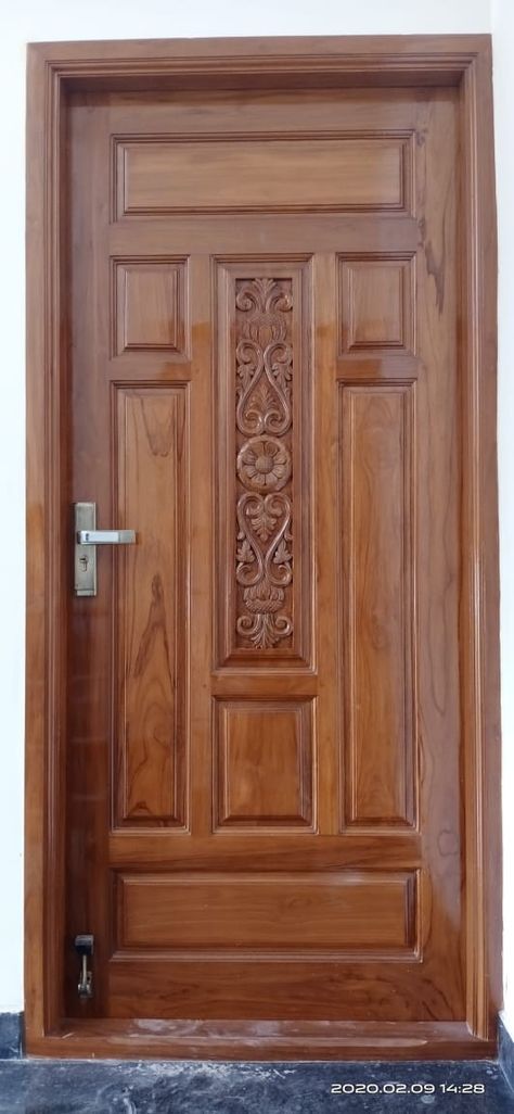 Vengai Wood Door Design, South Indian Main Door Design, Entrance Door Interior Design, Simple Door Design Woods, Wooden Single Main Door Design, Single Main Door Design Indian, Single Main Door Design Entrance Modern, Veneer Door Design, Entrance Wooden Door Design