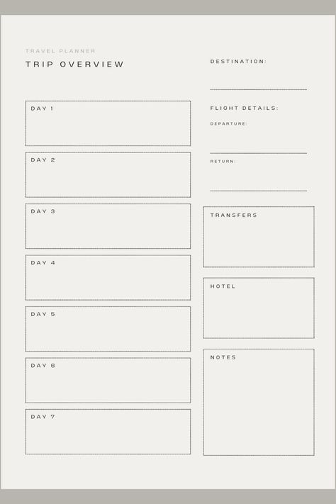 Printable Travel Planner Template Minimalist Travel Itinerary Printable Travel Packing Checklist instagramplanner #collegeplanner #freegoodnotesplanner #travelplannerjournal🤩 Travel Itenary Planner, Vacation Planning Template, Mom Planner Printables Free, Planner Template Minimalist, Trip Planner Template, Travel Outfit Planner, Trip Planning Template, Trip Itinerary Template, Study Planner Printable Free