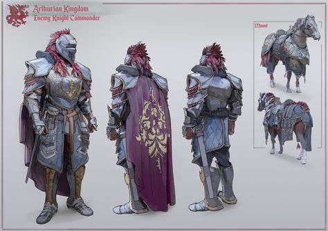 ArtStation - Arthurian Kingdom - Enemy Knight Commander, Oliver Medak Rise Of The Dragon, Knight Commander, Armor Designs, Game Of Throne, Horse Armor, Fantasy Horses, Dragon King, Knight Art, Knight Armor