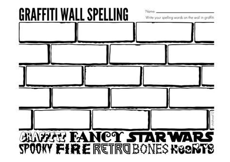 Spelling Activities: Free Graffiti Wall Spelling Printable for use with any weekly spelling list. Great for homework or in class revision. Conversation Activities, Revision Games, Spelling Practice Worksheets, Spelling Word Activities, Spelling Help, 3rd Grade Spelling, Spelling Homework, Spelling List, Vocabulary Strategies