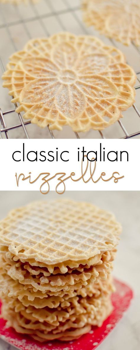 Classic Italian Pizzelles - an old family favorite, light and crispy and delicious!! Cookies Italian, Pizzelle Cookies, Pizzelle Recipe, Italian Christmas Cookies, Recipe Italian, Italian Pastries, Sicilian Recipes, Italian Cookies, Köstliche Desserts