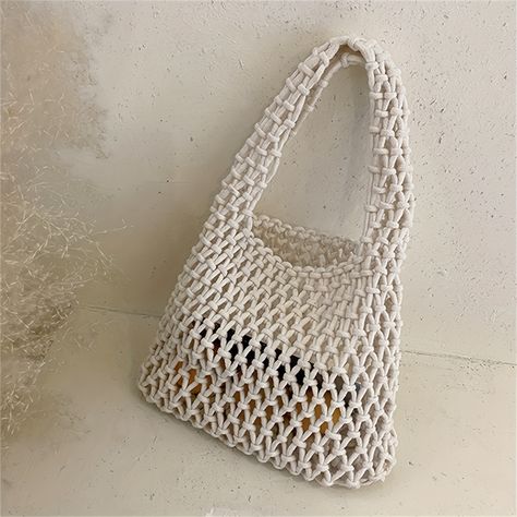 Faster shipping. Better service Bucket Purse, Gloves Design, Crochet Fringe, Crochet Handbags Patterns, Crochet World, Woven Tote Bag, Macrame Bag, Crochet Tote, Hollow Design