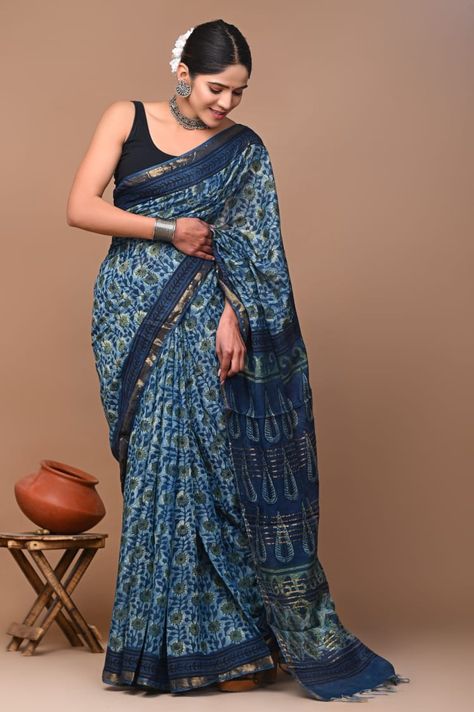 Handblock Print Saree, Regular Sarees, Chanderi Saree, Linen Sarees, Indian Saree Blouse, Fashion Sketches Dresses, Sketches Dresses, Printed Saree, Natural Colours