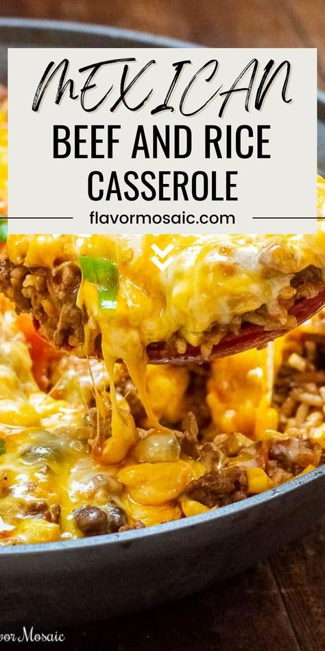 Ground Beef Skillet Dinner, Hamburger And Rice Recipes, Ground Beef Skillet, Beef And Rice Casserole, Mexican Rice Casserole, Beef Skillet, Latin Dishes, Mexican Casserole Recipe, Food Feast