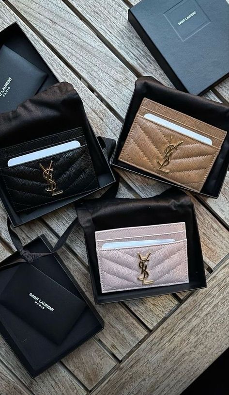 Ysl Wallet Aesthetic, Cardholder Aesthetic, Ysl Card Holder, Ysl Purse, Ysl Wallet, Luxurious Aesthetic, Ysl Bags, Purse Essentials, Aesthetic Bags