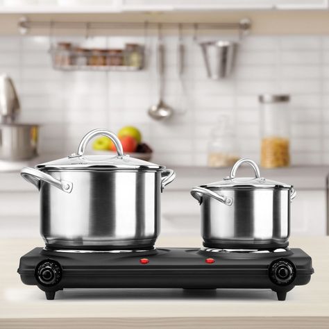 Concealed Electric Double Burner Black - Continental Double Burner, Drip Pan, Small Kitchens, Hot Plate, A Chef, Dining And Kitchen, Small Kitchen, Dorm Rooms, Cool Kitchens