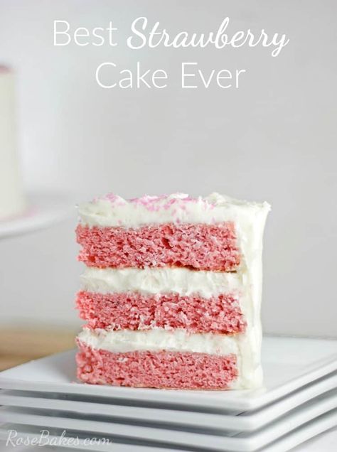 Best Strawberry Cake Ever - Rose Bakes Best Strawberry Cake Ever, Best Strawberry Cake Recipe, Best Strawberry Cake, Strawberry Cake Recipe, Strawberry Cake Easy, Strawberry Pudding, Strawberry Cake Mix, Strawberry Cake Recipes, Savory Cakes