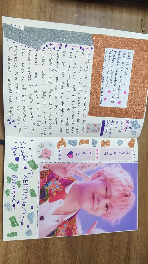 V Journal Ideas, K Pop Journal, Bts V Birthday, Birthday Journal, Bts Journal, Journal Things, Album Aesthetic, Music Journal, Bts Lyrics