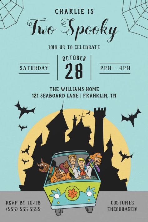 Scooby-Doo | Two Spooky Halloween Birthday Invitation
Invite all your family and friends to your Spooktacular Birthday Party with these fun Scooby-Doo invites. Personalize by adding all your party details. Scooby Doo Halloween Party, Halloween Birthday Party For Kids, Halloween Invitations Kids, Scooby Doo Party, Scooby Doo Birthday Party, Scooby Doo Birthday, Scooby Doo Halloween, Halloween Themed Birthday Party, Spooky One