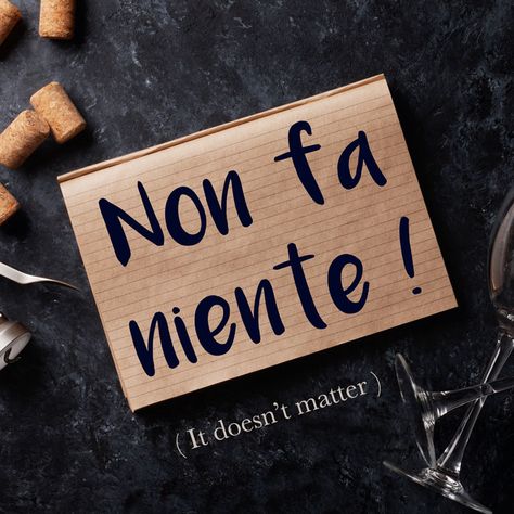 Italian Phrase of the Week: Non fa niente! (It doesn’t matter!) – Daily Italian Words Learn To Speak Italian, Everyday Italian, Italian Grammar, Italian Vocabulary, Italian Lessons, Italian Language Learning, Learn Italian, Italian Phrases, Language Quotes