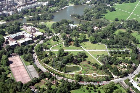 An aerial view of Regent's park and surrounding streets. Regents Park London, Regency London, Regents Canal, Open Air Theater, Belsize Park, Camden London, High Ground, Royal Park, Regents Park