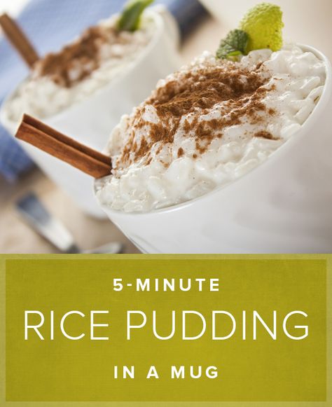 This mug recipe for rice pudding will be your new go-to next time you're making this delicious dessert. Minute Rice Pudding, Recipe For Rice Pudding, Pudding In A Mug, Recipe For Rice, Microwave Mug Recipes, Mug Recipe, Dessert In A Mug, Microwave Dessert, Recipe For 1