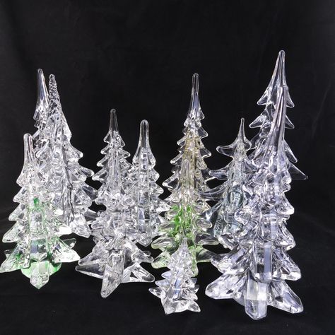 "Vintage Silvestri Crystal Pine Christmas Tree Hand Blown Art Glass Clear Crystal Pine Christmas tree. Measures approximately 5.25\" tall. In good overall condition with a chip on the bottom of one spike." Iridescent Decor, Christmas Pine Tree, Groovy Christmas, Winter Holiday Decorations, Crystal Christmas Tree, Pine Christmas Tree, Metal Christmas Tree, Tabletop Christmas Tree, Crystal Tree