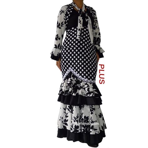 "🦋 Professional flamenco dance skirt ,jacket and necktie set  one size(plus)/please see details measurements below. 🦋 ONE OF THE KIND. if You have concern please contact us with your measurements. ==Please note, dress is too big on model, The way how it fit will be different on you. 🥰😍This flamenco dance skirt/jacket set has clean design, with a mix of traditional and modern feel of flamenco costume. It has beautiful floral and polka dots  prints with nice drapes. The floral top ruffle has o Flamenco Costume, Flamenco Skirt, Opposite Colors, Flamenco Dancing, Skirt Ruffle, Necktie Set, Embroidered Trim, Dance Skirt, Mermaid Skirt