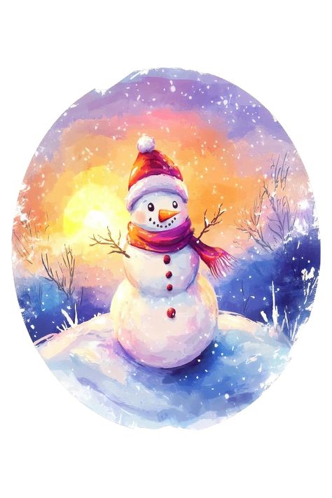 Watercolor illustration of a snowman in a snowy twilight – a whimsical design that captures the warm and cheerful Christmas atmosphere! Winter Watercolor Art, Snowmen Illustration, Winter Painting For Kids, Snowman Watercolor Painting, Snowy Illustration, Cute Snowman Painting, Winter Illustration Art, Draw Snowman, Cute Christmas Illustration