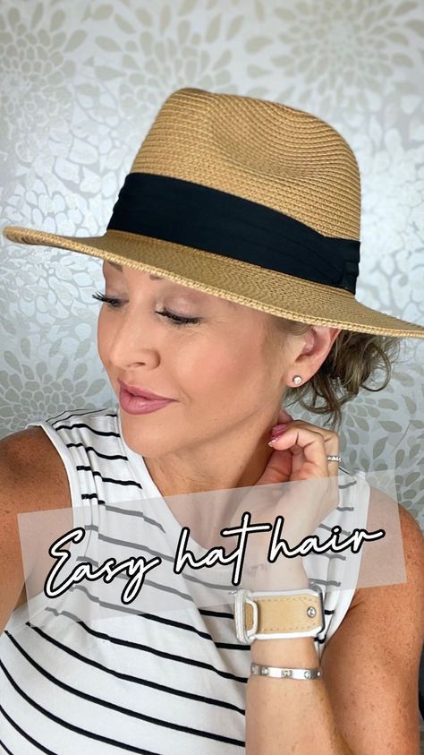 Makeup + Hair’s Instagram profile post: “☀️ Summer time = pool days = hat hair ☀️ . . #hairreels #hairreel #reelhair #hair #haircut #haircolor #hairstyles #hairstyle #summerhair…” Pool Hat Hairstyles, Medium Length Hair With Hat, Pool Hair Ideas Hairstyles Short, Sunhat Hairstyle, Sun Hat Hairstyles, Beach Hat Hairstyles, Beach Hat Hair, Hat Hairstyles Medium Length, Short Hair Hat Hairstyles