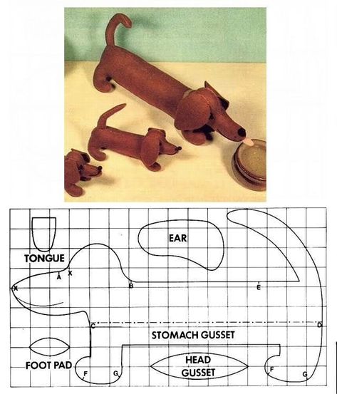 Dog Sewing Patterns, Dachshund Pattern, Animal Sewing Patterns, Sewing Stuffed Animals, Costura Diy, Dog Crafts, Sewing Dolls, Fabric Animals, Sewing Toys