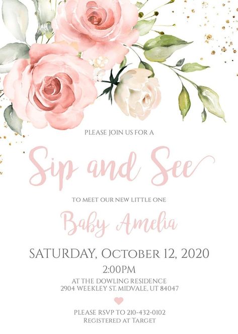 Sip and See Invitation Girl Template, Blush Pink Meet and Greet Invite, Meet the Baby Invite, Sip and See Girl, Floral Sip and See Party - Etsy Sip And See Party Invitations, Meet The Baby Shower Ideas, Sip And See Party Ideas Girl, Meet The Baby Party, Sip And See Party Ideas, Sip And See Invitation, Sip N See, Baby Party Invitations, Welcome Baby Party