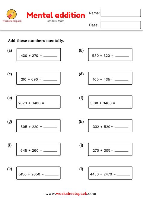 MENTAL MATH ADDITION FOR GRADE 5 FREE PRINTABLE Genogram Template, Multi Step Equations Worksheets, Adding Worksheets, Math Subtraction Worksheets, Mental Maths, Mental Maths Worksheets, Addition Worksheet, Addition Strategies, Math Addition Worksheets